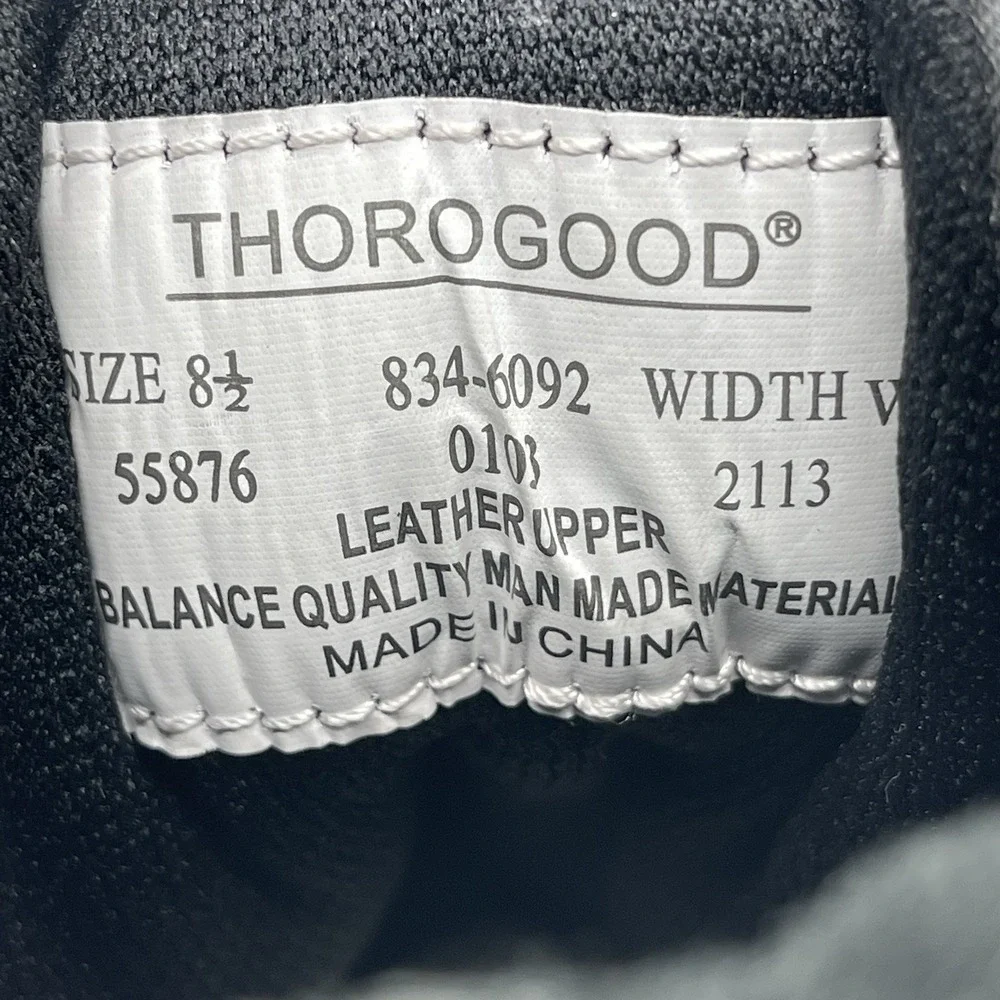 Thorogood 834-6092 Men's Size 8.5 W Black Leather 8